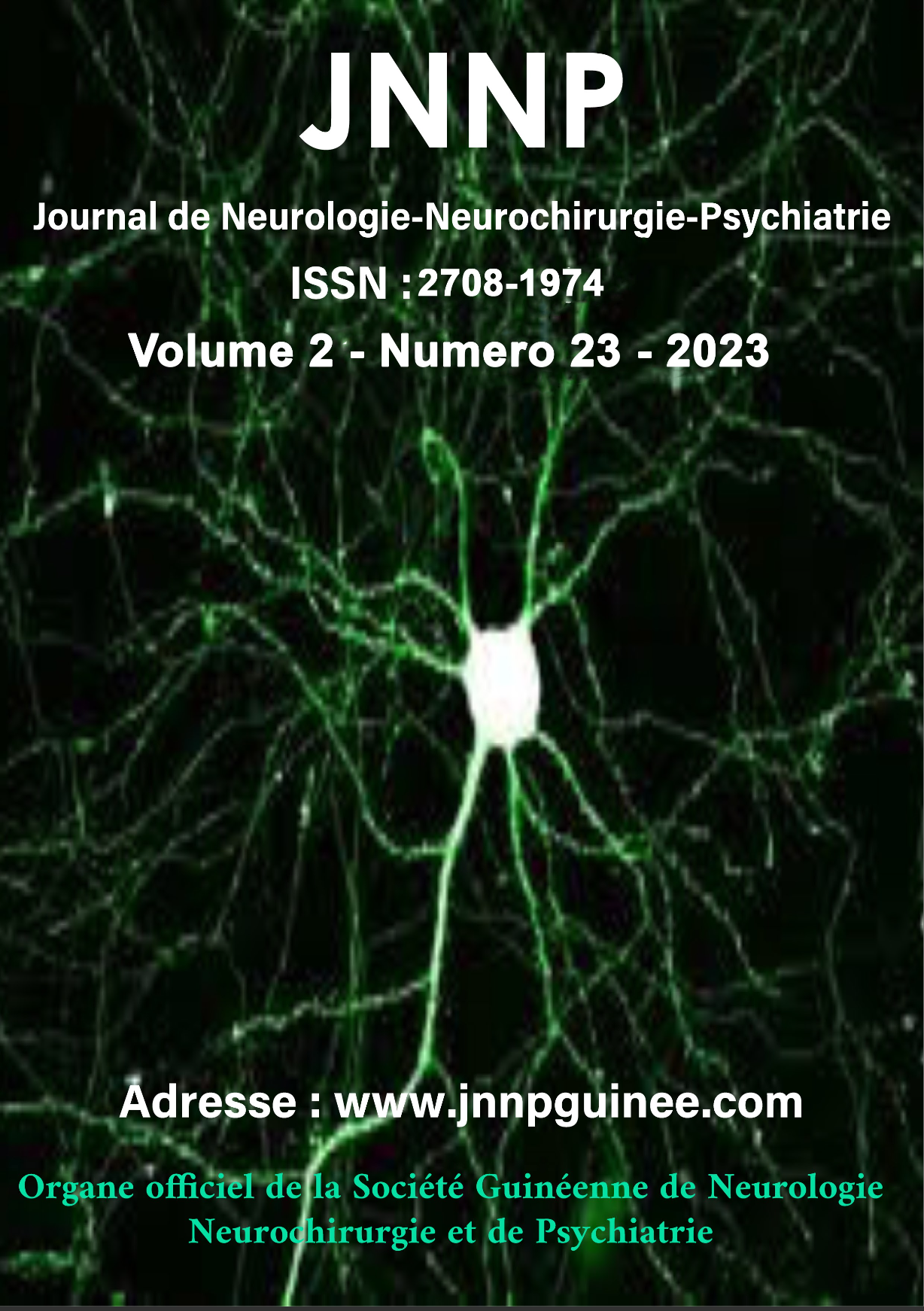 Page de couverture du Journal de Neurologie Neurochirurgie et Psychiatrie de Guinée. Volume 02 Numéro 23 Année 2023